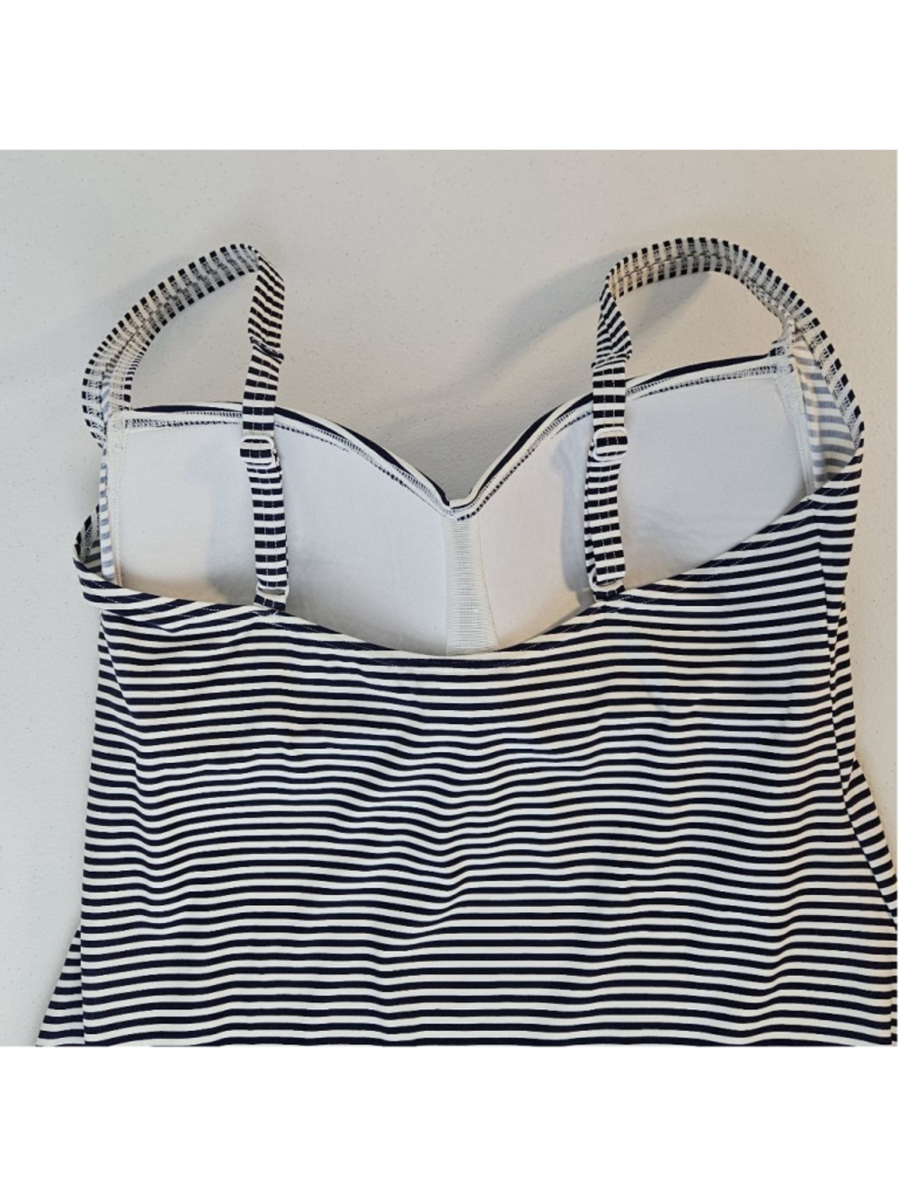 Bond-Eye Australia Striped Mini Dress Size 10 White Navy Built in Bra - Picture 8 of 11